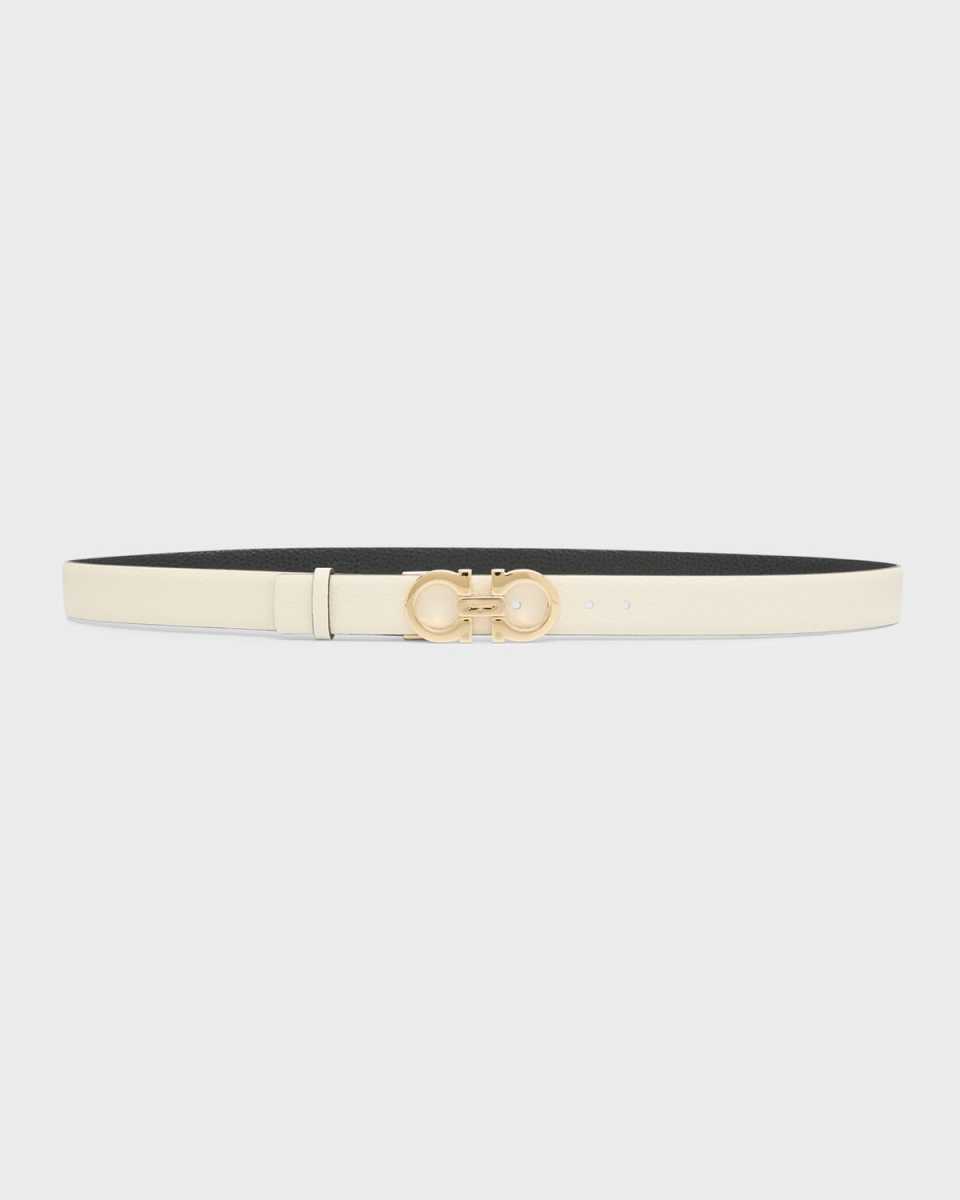 Donna Pebble-Grain Leather Belt